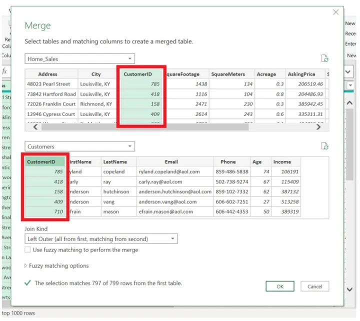Select the common data in the two datasets