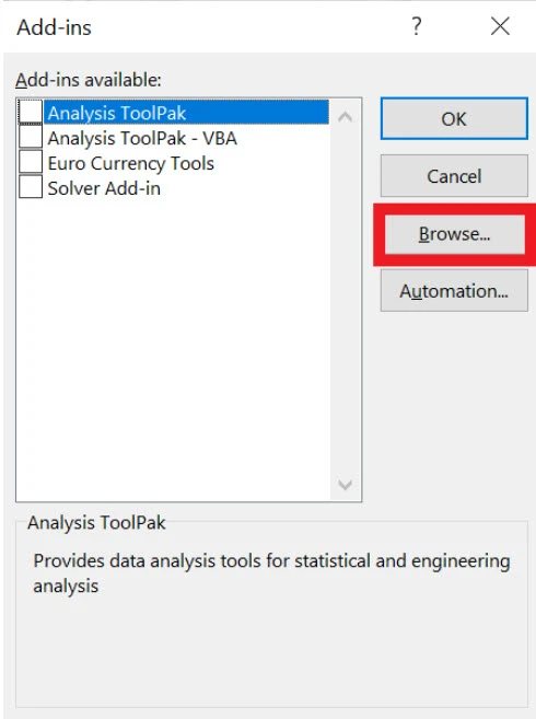 Browse your custom add-ins