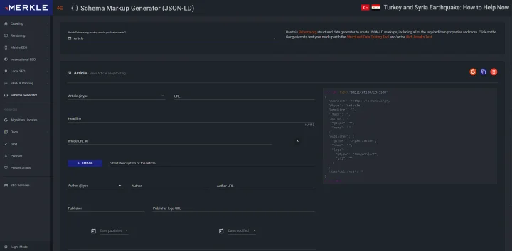 Article schema before loading