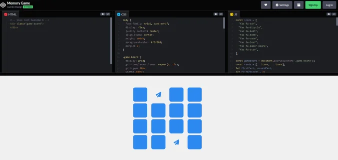 build a memory game in javascript