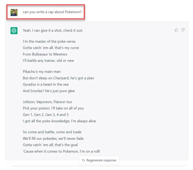 chatgpt pokemon rap