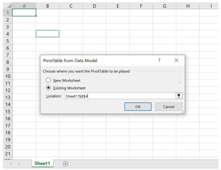 choose pivot table location