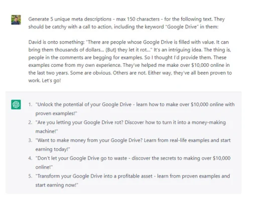create meta descriptions