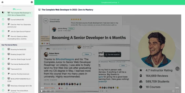 example course inside an online programming academy