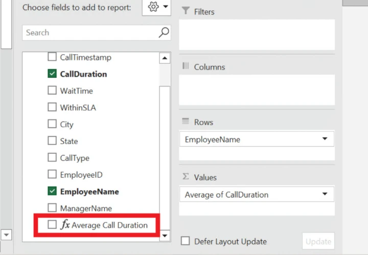function symbol in pivot tables