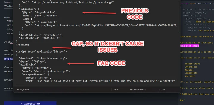 GAP IN SCHEMA CODE