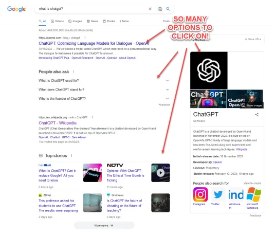 Google results example