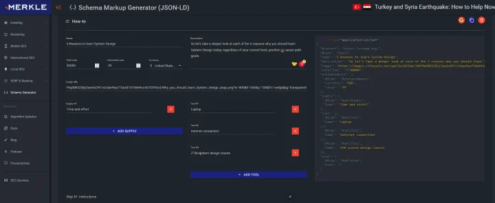 how to schema main section filled out