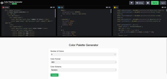 javascript colour palette generator