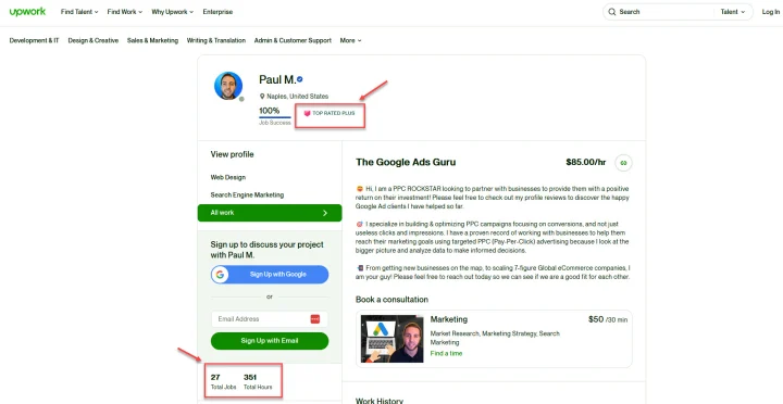 my upwork profile