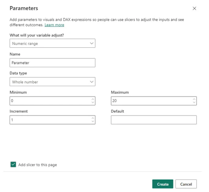 parameters panel before