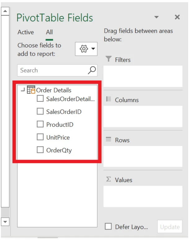 pivot table field smart import