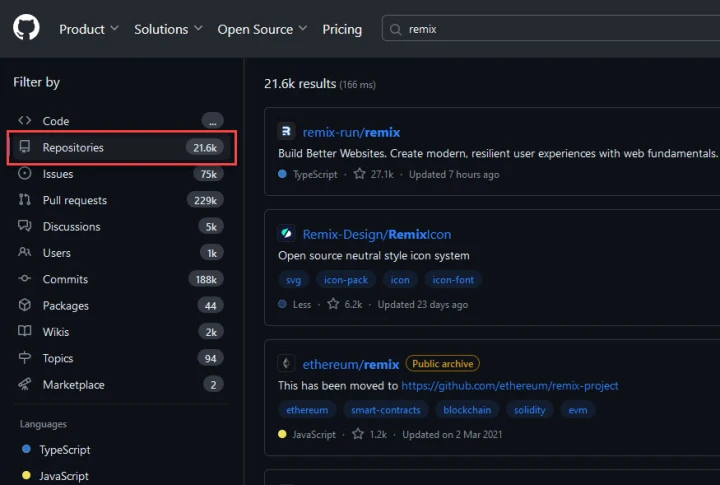 remix repositories on github