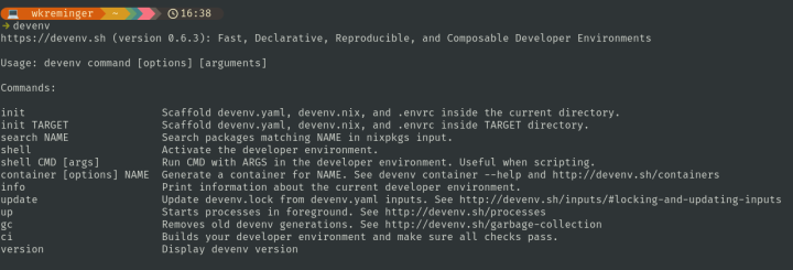 devenv command executed