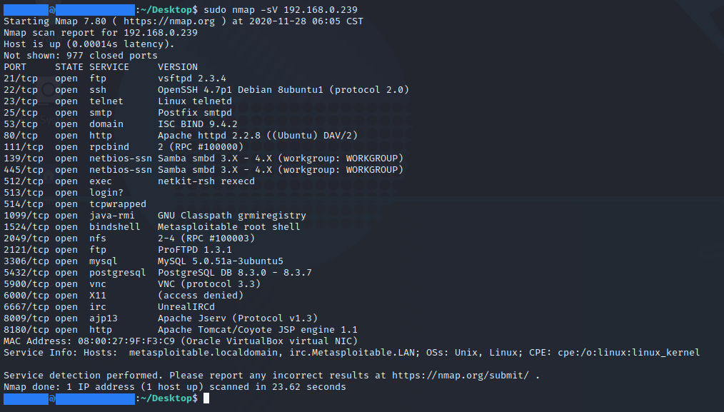 [ CHEAT-SHEET ] - Service scan nmap command censored
